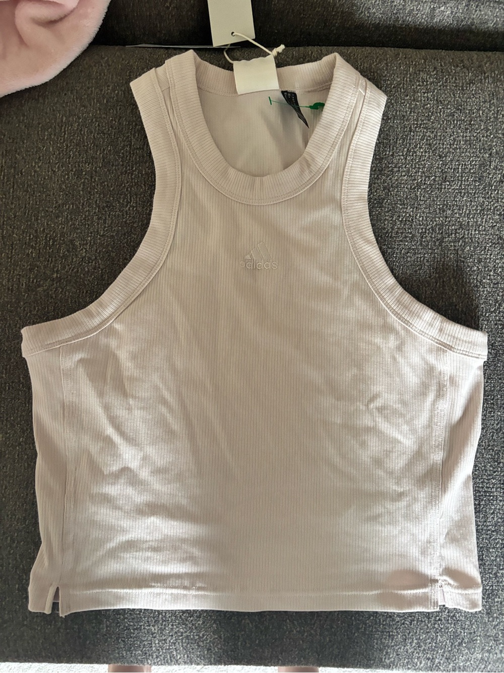 adidas Light beige Ribbed Crop Tank